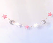 Load image into Gallery viewer, Moon Star and Cloud Felt Baby Garland