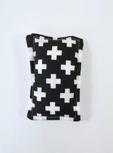 Load image into Gallery viewer, Black cotton design with white crosses bamboo plastic free sponge