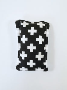 Black cotton design with white crosses bamboo plastic free sponge