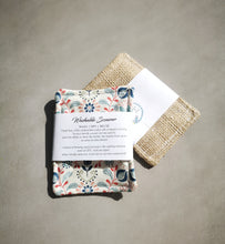 Load image into Gallery viewer, Off white floral scandi design hessian scourer plastic free