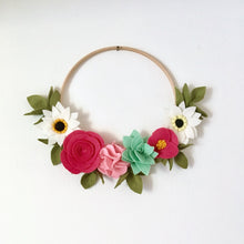 Load image into Gallery viewer, Felt flower wreath, Flower Hoop Bouquet