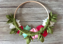 Load image into Gallery viewer, Felt flower wreath, Flower Hoop Bouquet