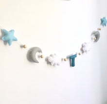 Load image into Gallery viewer, Moon Star and Cloud Felt Baby Garland