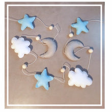 Load image into Gallery viewer, Moon Star and Cloud Felt Baby Garland