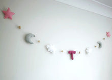 Load image into Gallery viewer, Moon Star and Cloud Felt Baby Garland