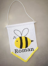 Load image into Gallery viewer, Felt Bee Wall Hanging/Flag/Banner (personailsed option)